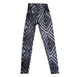 Aerie -128 Chill Play Move Black Gray‎ Geometric Pull On Compression Leggings S